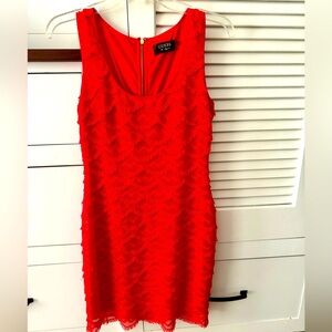 Guess Coral Scalloped Fringed Dress